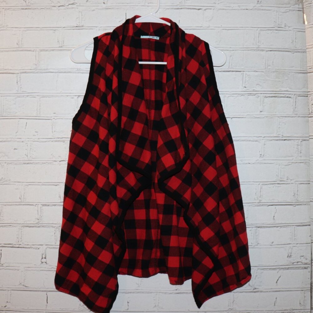 ❤️🖤 P.S. Kate Plaid Draped Vest · Women’s Medium · Red & Black